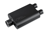 Street-Series Street Flow Muffler, 2-Chamber, Inlet/Outlet: 3 in./2.500 in., Center In/Dual Out [Black Powder-Coat Finish]