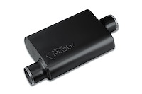 Street-Series Street Flow Muffler, 2-Chamber, Inlet/Outlet: 3 in./3 in., Offset In/Center Out [Black Powder-Coat Finish]