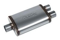Street-Series Street Max Muffler, Straight-Through, Inlet/Outlet: 2.250 in., Center In/Dual Out [Natural Finish]