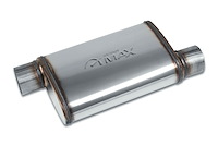 Street-Series Street Max Muffler, Straight-Through, Inlet/Outlet: 3 in., Offset In/Offset Out [Natural Finish]