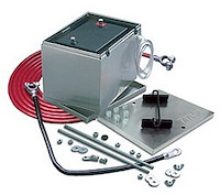 Aluminum Battery Box w/Cables 13.5" L x 9.5" W x 10" H