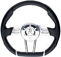 D-Shaped Steering Wheel Black Leather Wrap