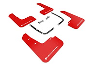 MF58URRDWH Mud Flap Kit Fits Select Hyundai Veloster Veloster Turbo, 2.0 R-Spec - Red Mud Flap/White Logo
