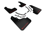 MF61URBLKRD Mud Flap Kit Fits Select Mazda 3 Hatchback - Red Logo