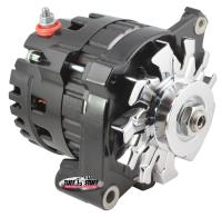 120 Amp GM CS121 Style Mini Racer Alternator with Side Terminal [1-Wire or OEM Wiring, Single V-Groove Pulley, Stealth Black]