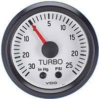 Cockpit White Turbo/Boost Gauge 30 Hg/25 psi