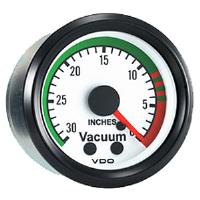 Cockpit White 30 HG Mechanical Vacuum Gauge with Tubing Kit