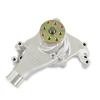 Action +Plus Aluminum Water Pump for 1969-1996 Chevy Small Block Long [Twisted Snout, Satin]