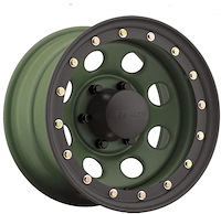 Simulated Beadlock Stealth Camo Green Crawler Wheel (Series 046) Size: 16" x 8"