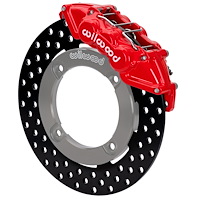 16626-DR UTV6 Front Brake Kit Fits Select Honda Talon 1000R, 1000X, 1000X-4 [Red 6-Piston Calipers w/Black Drilled Rotors]