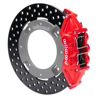 16629-DR UTV4 Rear Brake Kit fits Select Can-Am Maverick X3 [Red 4-Piston Calipers w/ Black Drilled Rotors]