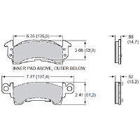 BP-10 Smart Pads Brake Pads Calipers: OEM - GM D52 Type, Wilwood GM II, GM III, Coleman, Howe, Outlaw, Sierra/JFZ