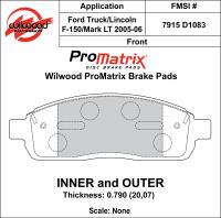 ProMatrix Front Brake Pads Calipers: 2005-2006 Ford/Lincoln
