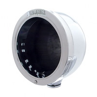 31702 Stainless Steel Bullet Half Moon Headlight No Bulb With LED Turn Signal - Clear Lens