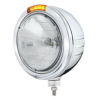 32752 Bullet Embossed Stripe Headlight H6024 & Dual Mode LED Signal, Stainless Steel, 1925-1935 Cars/Trucks