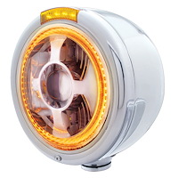 32813 Bullet Half Moon LED Projection Headlight & LED Turn Signal - Amber Lens