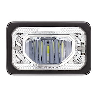 34131 ULTRALIT Heated 4 in. x 6 in. LED Headlight With Glass Lens & Aluminum Housing - Low Beam - Chrome