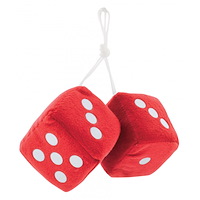 C5038R 3 in. x 3 in. Classic Fuzzy Dice, Red