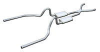 Crossmember Back X-Pipe Exhaust System with Turbo Pro Mufflers for 1965-1970 Ford Mustang [2.500 in.]