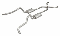 Crossmember Back X-Pipe Exhaust System with Turbo Pro Mufflers for 1955-1957 Chevrolet Tri-Five Nomad, Wagon [2.500 in.]