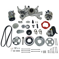 175047 Front Runner Engine Accessory Drive System, GM LT1, Dry-Sump, Chrome/Polished, with Power Steering
