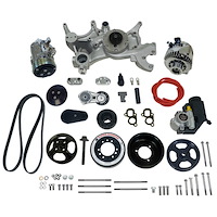 175051 Front Runner Engine Accessory Drive System, GM LT1, Dry-Sump, Black/Chrome, with Power Steering
