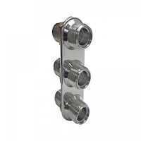 383100 Streamline Polished Aluminum 3-Way In-Line Bulkhead Plate
