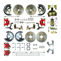 64 - "72 A Body GM, Booster, Red Show"N Go - Power 4 Wheel Disc Conversion