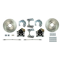 Ford 9 in. Rear Disc Brake Conversion Kit [Non Cross-Drilled Rotors] Black Calipers