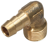 90° Brass Fuel Fitting 3/8" NPT to 3/8" I.D. Barbed Hose