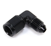 00-01613 6AN Swivel x 6AN 90-Degree Fitting, Female/Male, Black