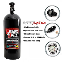 00-30140-4 10lb Bottle Bundle, .508 ID Billet Valve/4AN Nipple/NHRA Blow Off/Pressure Gauge