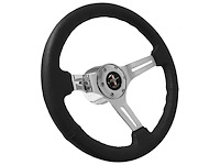 S6 Sport Steering Wheel Kit for 1968-1973 Ford/Mercury, 14 in. Diameter, Black Leather Grip, with 6-Bolt Adapter and Horn Button