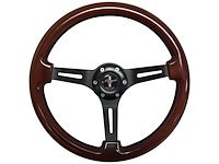 S6 Sport Steering Wheel Kit for 1984-1994 Ford Mustang, 14 in. Diameter, Mahogany Wood Grip, with 6-Bolt Adapter and Horn Button