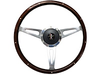 S9 Classic Steering Wheel Kit 1964-72 Ford/Mercury, 15 in. Diameter, Espresso Stained Wood Grip, w/ 9-Bolt Adapter & Horn Button