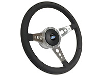 S9 Sport Steering Wheel Kit 1964-1972 Ford/Mercury, 14 in. Diameter, Premium Black Leather Grip, w/ 9-Bolt Adapter & Horn Button