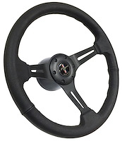 S6 Sport Steering Wheel Kit for 1968-1973 Ford/Mercury, 14 in. Diameter, Black Leather Grip, with 6-Bolt Adapter and Horn Button