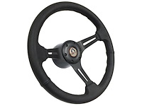 S6 Sport Steering Wheel Kit for 1964-1972 Ford/Mercury, 14 in. Diameter, Black Leather Grip, with 6-Bolt Adapter and Horn Button