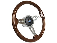 S9 Sport Steering Wheel Kit 1964-1972 Ford/Mercury, 14 in. Diameter, Walnut Wood Grip, w/ 9-Bolt Adapter and Horn Button