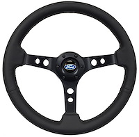 S6 Sport Steering Wheel Kit for 1968-1973 Ford/Mercury, 14 in. Diameter, Black Leather Grip, with 6-Bolt Adapter and Horn Button