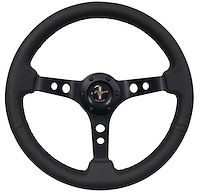 S6 Sport Steering Wheel Kit for 1968-1973 Ford/Mercury, 14 in. Diameter, Black Leather Grip, with 6-Bolt Adapter and Horn Button