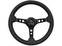 S6 Sport Steering Wheel Kit for 1979-1982 Ford Mustang, 14 in. Diameter, Black Leather Grip, with 6-Bolt Adapter and Horn Button