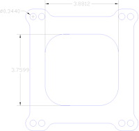 FOG-1001 Carb Base Gasket, Universal 4 Barrel Open Plenum, Paper w/Silicone Coating, 3.75 in. x 3.88 in., .060 in.