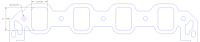 FOG-8047 Intake Gaskets, Ford BB A460/429ci "Motorsport", Port: 1.84 in. x 2.00 in., Thickness: .060 in., Paper w/Silicone