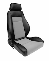 80-1100-73R Elite Recliner Seat, Right/Passenger Side, Black Vinyl Sides, Grey Velour Insert