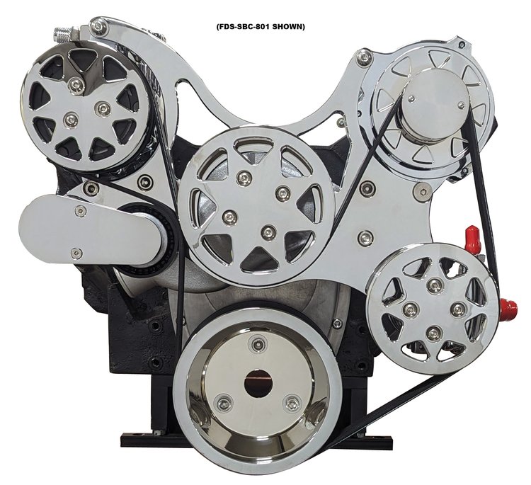 FDS-BBC-801 Front Drive System for Big Block Chevy [Chrome, w/ AC and Power Steering]