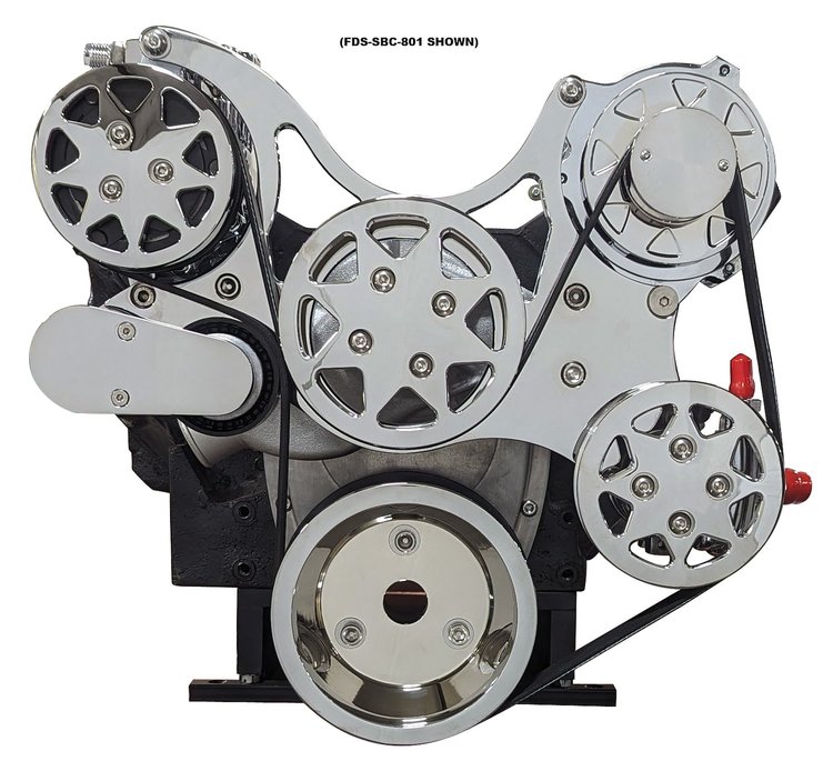 FDS-LS-801 Front Drive System for LS1/2/3/6 [With Tuff Stuff Water Pump, Chrome, w/ AC and Power Steering]