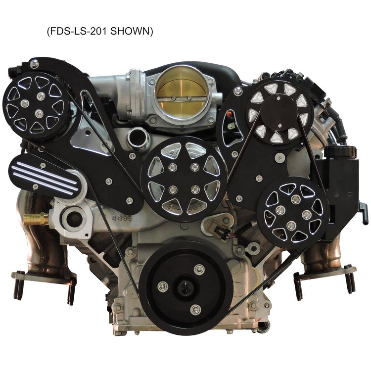 FDS-LS7-251 Front Drive System for LS7 [With Tuff Stuff Water Pump, Black Silverline, w/AC/Power Steering, On-Board Reservoir]
