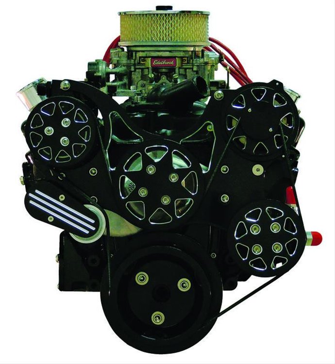 Front Drive System Small Block Chevy Silverline Supreme Black NO AC with Power Steering