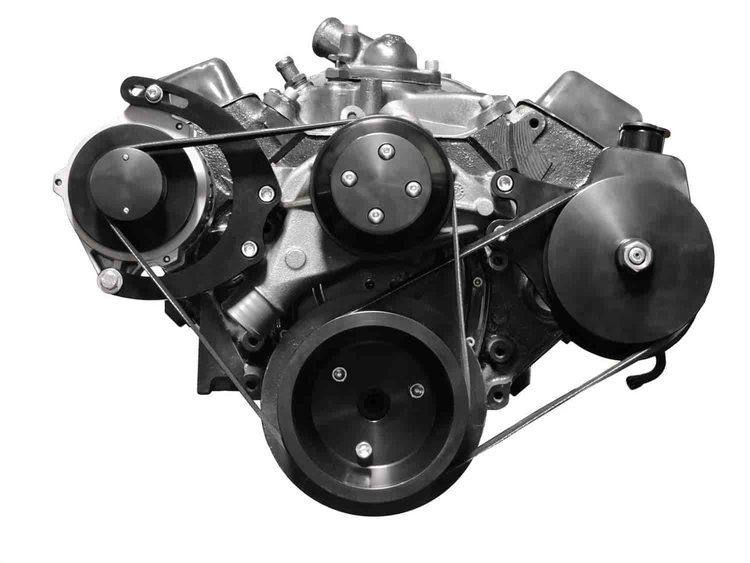 Serpentine Conversion Kit for Small Block Chevy [Black Anodized]